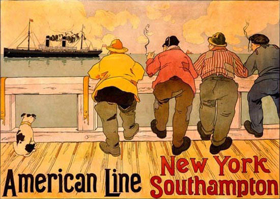 American Line New York To Southampton | Vintage Travel Posters 1891-1970