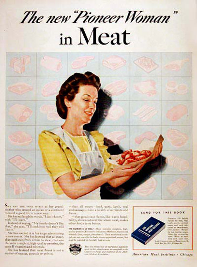 American Meat Institute 1943 Pioneer Woman | Vintage War Propaganda Posters 1891-1970