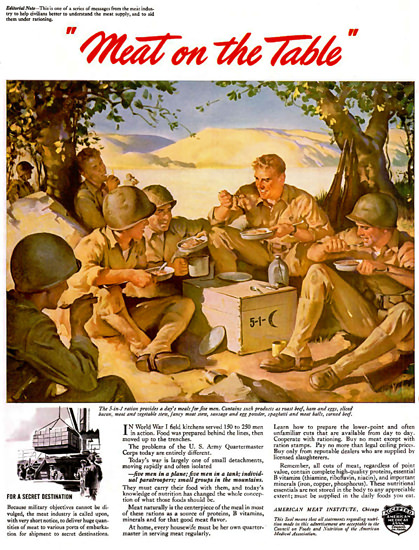 American Meat Institute 5-1 Ration 1943 Table | Vintage War Propaganda Posters 1891-1970