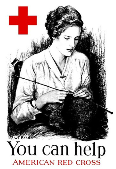 American Red Cross Can Help Woman Knitting | Vintage War Propaganda Posters 1891-1970