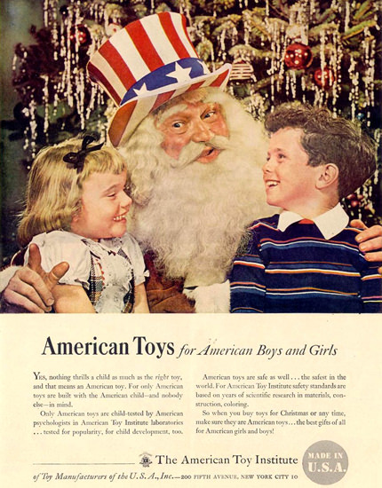 American Toy Institute Santa 1948 | Vintage Ad and Cover Art 1891-1970