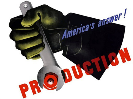 Americas Answer Production Tool Glove | Vintage War Propaganda Posters 1891-1970