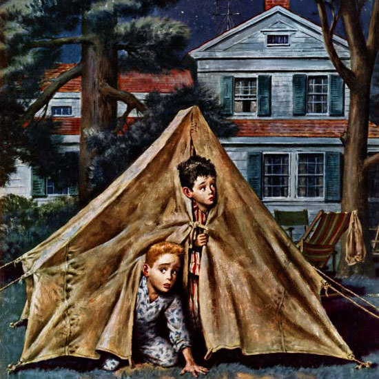 Amos Sewell Saturday Evening Post Backyard 1953_09_05 Copyright crop | Best of Vintage Cover Art 1900-1970