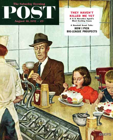 Amos Sewell Saturday Evening Post Banana Split 1952_08_16 | The Saturday Evening Post Graphic Art Covers 1931-1969