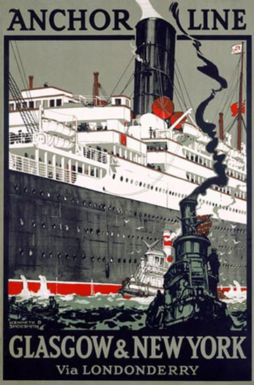 Anchor Line Glasgow And New York Shoesmith | Vintage Travel Posters 1891-1970