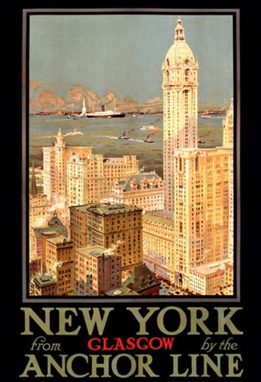 Anchor Line New York From Glasgow | Vintage Travel Posters 1891-1970