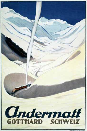 Andermatt Gotthard Schweiz Switzerland 1927 | Vintage Travel Posters 1891-1970