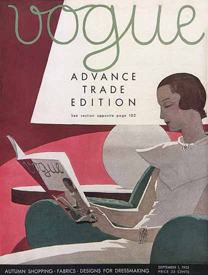 Andre E Marty Vogue Cover 1932-09-01 Copyright | Vogue Magazine Graphic Art Covers 1902-1958