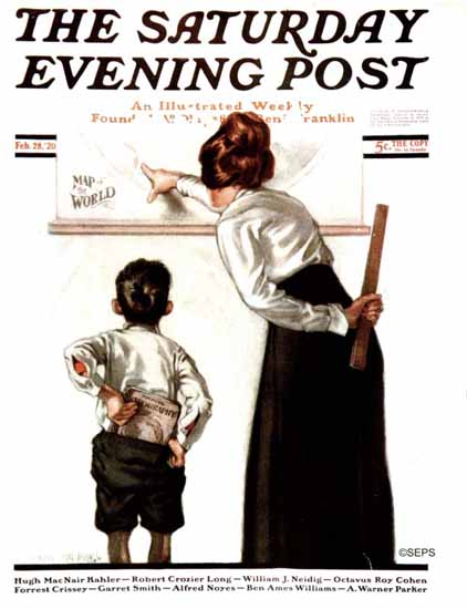 Angus MacDonall Saturday Evening Post Geography Art 1920_02_28 | The Saturday Evening Post Graphic Art Covers 1892-1930