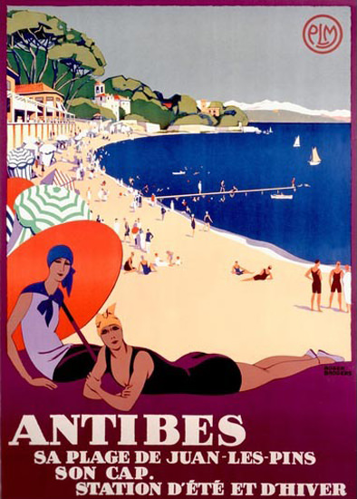 Antibes Plage Juan Les Pins Roger Broders | Sex Appeal Vintage Ads and Covers 1891-1970