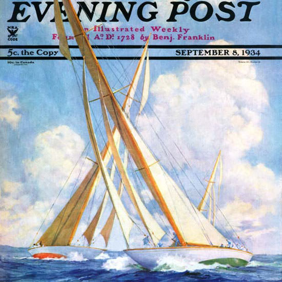 Anton Otto Fischer Saturday Evening Post Sail 1934_09_08 Copyright crop | Best of Vintage Cover Art 1900-1970