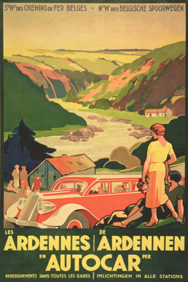 Ardennes By Autocar 1936 | Vintage Travel Posters 1891-1970