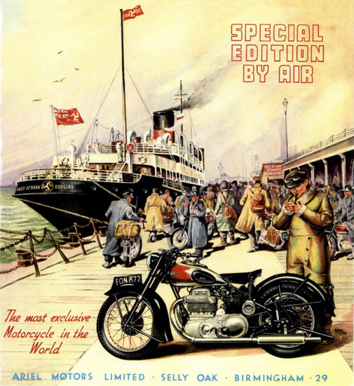 Ariel Motorcycles Special Edition By Air 1949 | Vintage Travel Posters 1891-1970