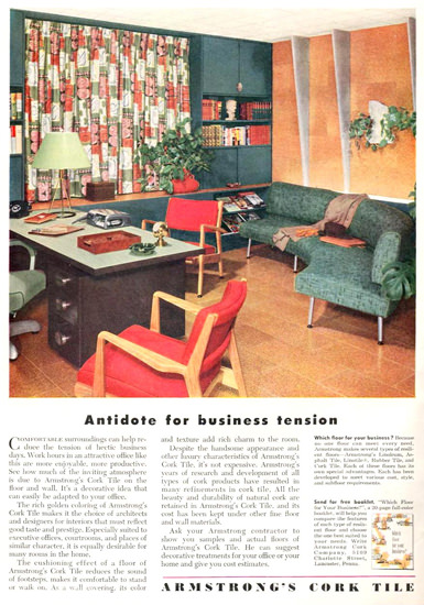 Armstrong Cork Tile Business Tension 1951 | Vintage Ad and Cover Art 1891-1970