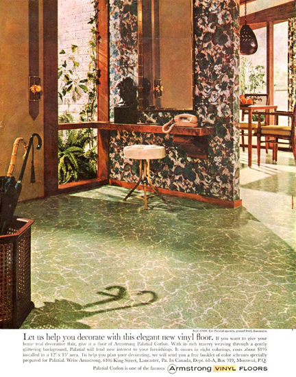 Armstrong Vinyl Floors Decorate Elegant 1961 | Vintage Ad and Cover Art 1891-1970