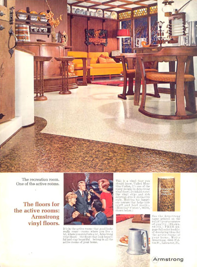 Armstrong Vinyl Floors For Active Rooms 1966 | Vintage Ad and Cover Art 1891-1970