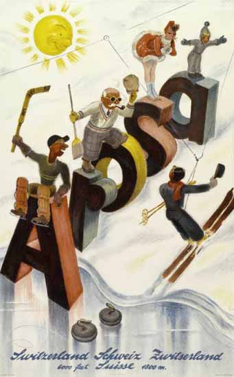 Arosa Sport Fun Sun Switzerland 1938 | Vintage Travel Posters 1891-1970