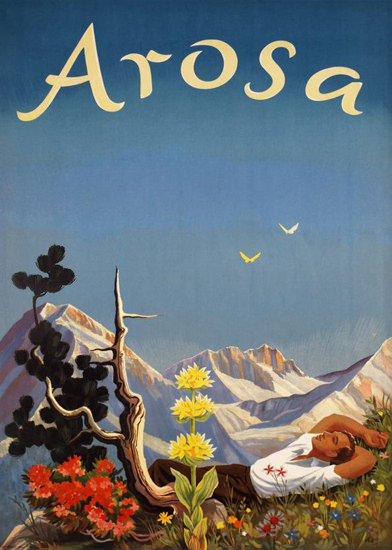 Arosa Swiss Alps Switzerland 1944 | Vintage Travel Posters 1891-1970