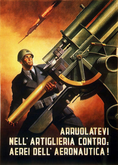 Artiglieria Contro Aerei Aeronautica 1944 | Vintage War Propaganda Posters 1891-1970