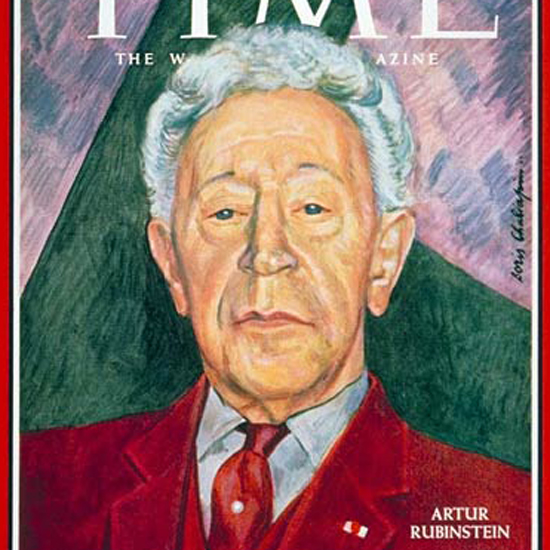 Artur Rubinstein Time Magazine 1966-02 by Boris Chaliapin crop | Best of Vintage Cover Art 1900-1970