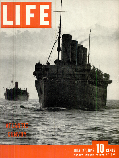 Atlantic Convoy 27 Jul 1942 Copyright Life Magazine | Life Magazine BW Photo Covers 1936-1970