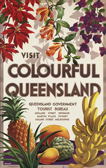 Australia Colourful Queensland Fruits 1950s | Vintage Travel Posters 1891-1970