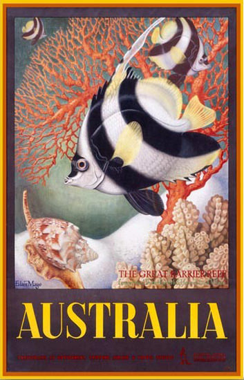 Australia Great Barrier Reef Fauna 1956 E Mayo | Vintage Travel Posters 1891-1970