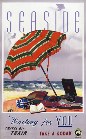 Australia Seaside Travel By Train Kodak 1930s | Vintage Travel Posters 1891-1970