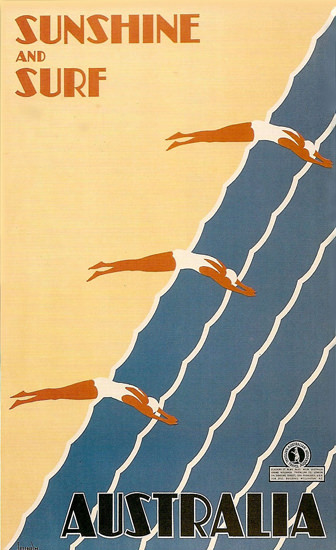 Australia Sunshine And Surf Beach 1931 Sellheim | Vintage Travel Posters 1891-1970