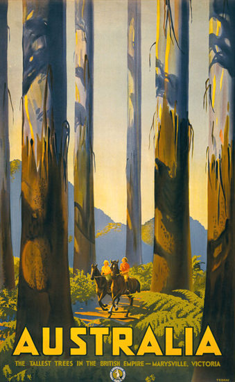 Australia Tallest Trees British Empire Victoria 1939 | Vintage Travel Posters 1891-1970