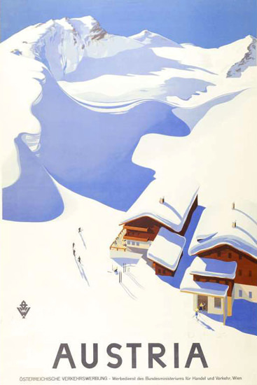 Austria 1935 Snow Mountains | Vintage Travel Posters 1891-1970