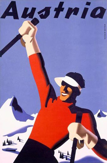 Austria Ski Vacation Joseph Binder | Vintage Travel Posters 1891-1970