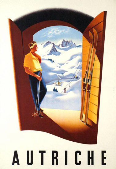 Autriche Alps Skiing 1950s Austria | Vintage Travel Posters 1891-1970