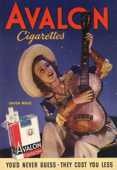 Avalon Cigarettes Cow Girl | Vintage Ad and Cover Art 1891-1970