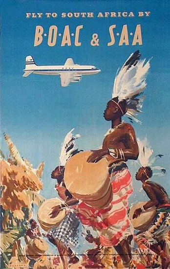 BOAC Fly To South Africa 1950s | Vintage Travel Posters 1891-1970