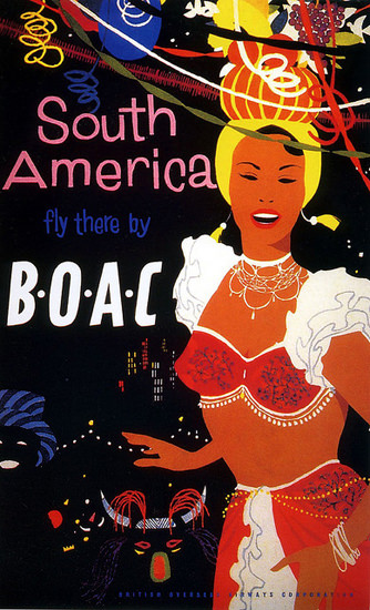 BOAC South America Fly There 1959 Dancer | Sex Appeal Vintage Ads and Covers 1891-1970