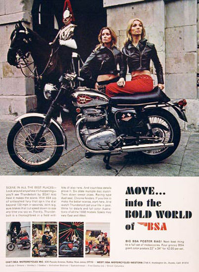 BSA 650 Motorcycle 1968 Bold World Of BSA | Sex Appeal Vintage Ads and Covers 1891-1970