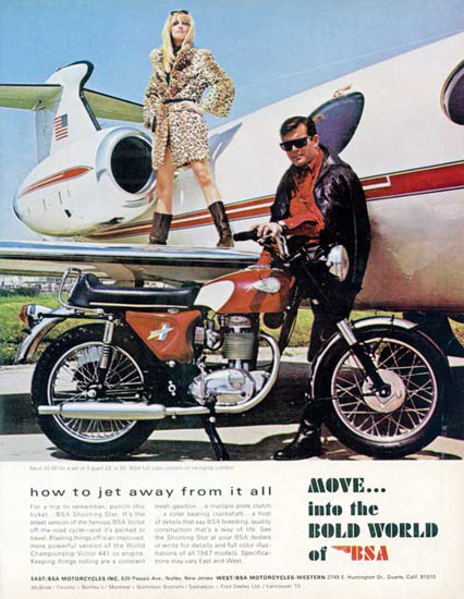 BSA Motorcycle How To Jet Away From All | Sex Appeal Vintage Ads and Covers 1891-1970