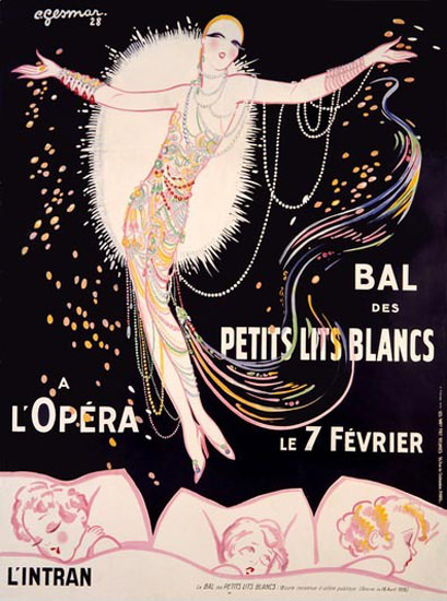 Bal Des Petits Lits Blancs A L Opera Gesmar 1928 | Vintage Ad and Cover Art 1891-1970