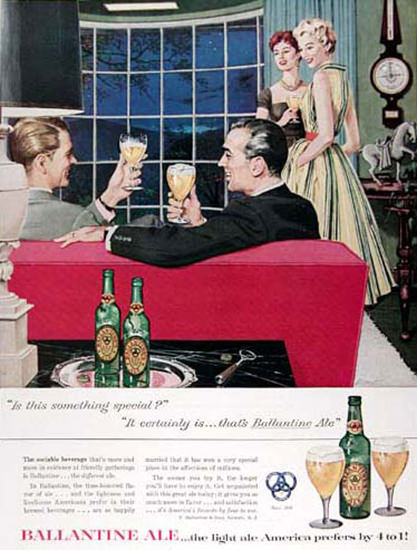 Ballantine Ale 1955 In The Living Room | Vintage Ad and Cover Art 1891-1970