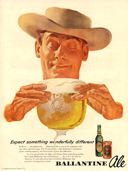 Ballantine Ale Different 1953 Cowboy | Vintage Ad and Cover Art 1891-1970