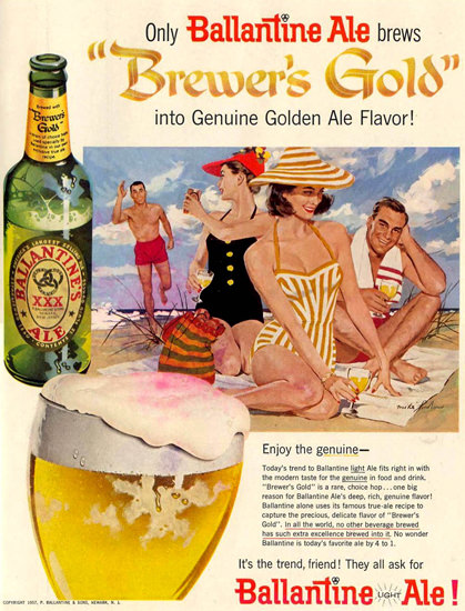 Ballantine Ale On The Beach 1957 | Sex Appeal Vintage Ads and Covers 1891-1970