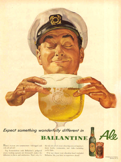 Ballantine Ale Wonderfully Different 1953 Captain | Vintage Ad and Cover Art 1891-1970