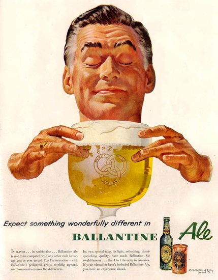 Ballantine Ale Wonderfully Different 1953 | Vintage Ad and Cover Art 1891-1970