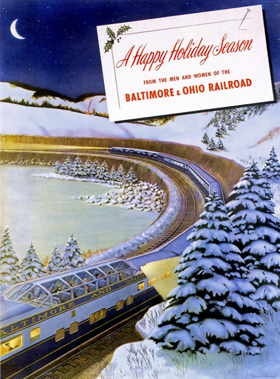 Baltimore And Ohio Railroad Christmas 1949 | Vintage Travel Posters 1891-1970