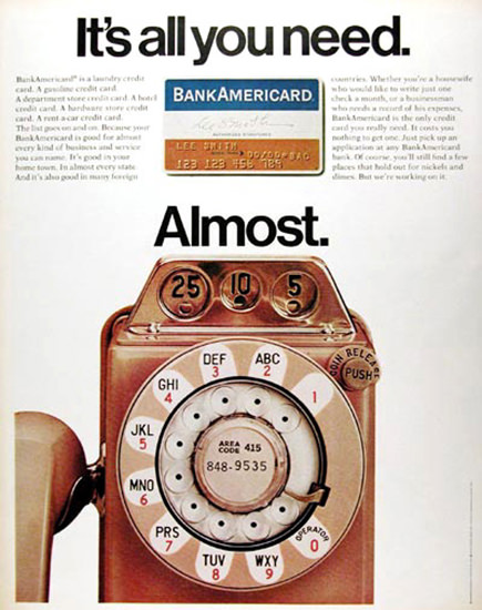 Bank Americard 1970 Its All You Need | Vintage Ad and Cover Art 1891-1970