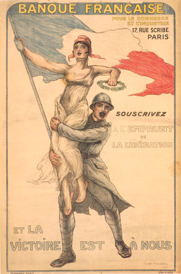 Banque Francaise Souscrivez Emprunt Liberation | Vintage War Propaganda Posters 1891-1970