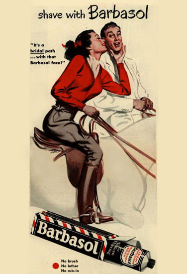 Barbasol Shaving Cream Horseback Riding 1949 | Sex Appeal Vintage Ads and Covers 1891-1970