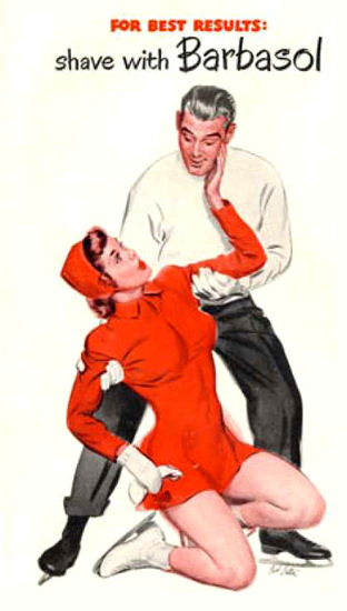 Barbasol Shaving Cream Pin-Up Ice Skating 1948 | Sex Appeal Vintage Ads and Covers 1891-1970