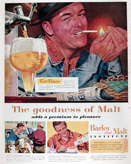 Barley And Malt Institute 1959 Beer And Pretzel | Vintage Ad and Cover Art 1891-1970